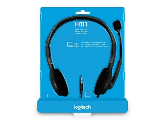 Наушники с микрофоном проводные Logitech Stereo Headset H111 Grey